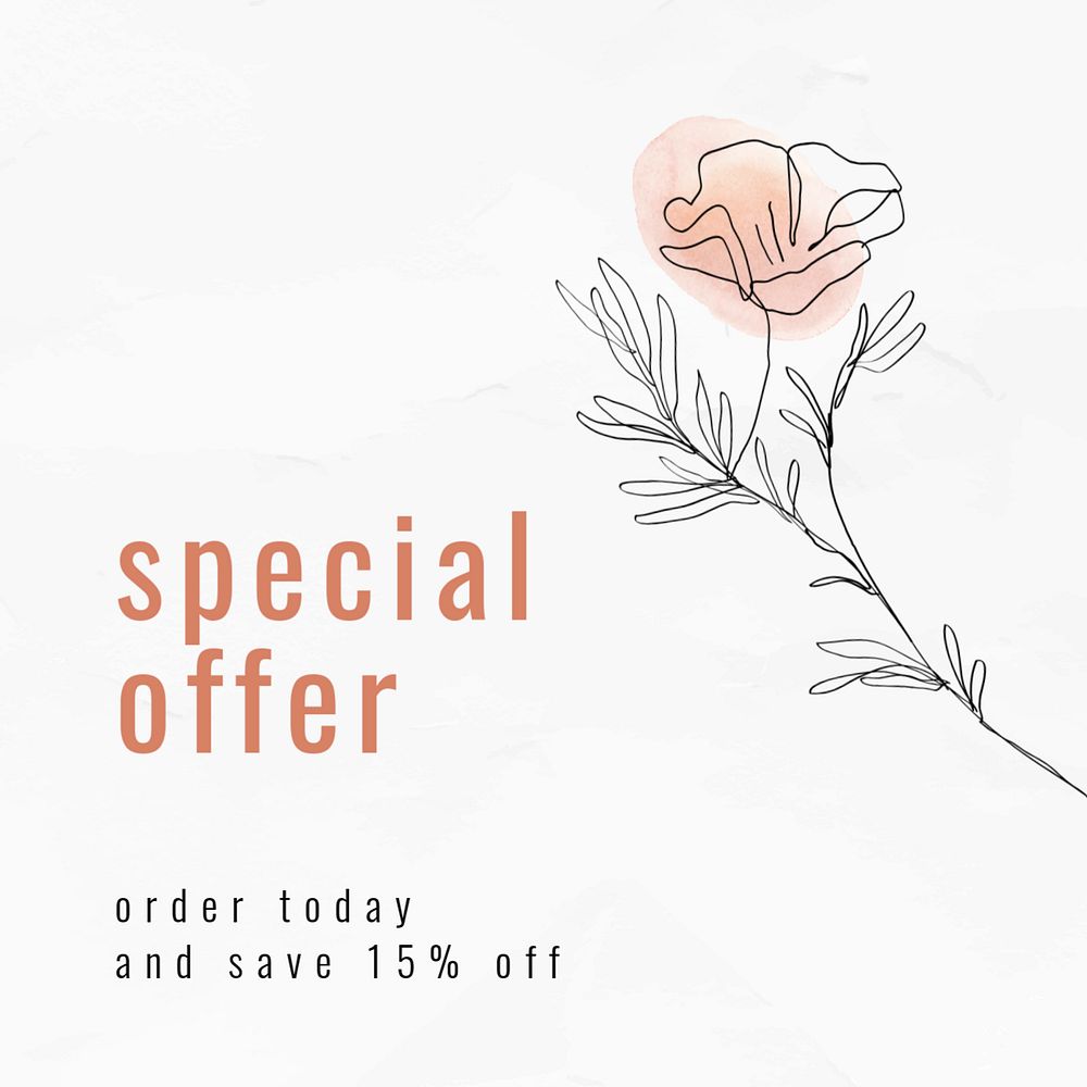 Special offer Instagram ad template, editable minimal design