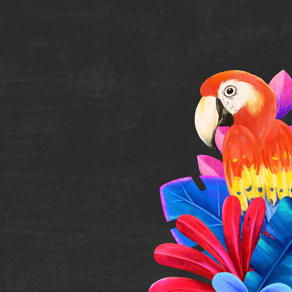 Hand-drawn botanical, editable parrot, nature remix