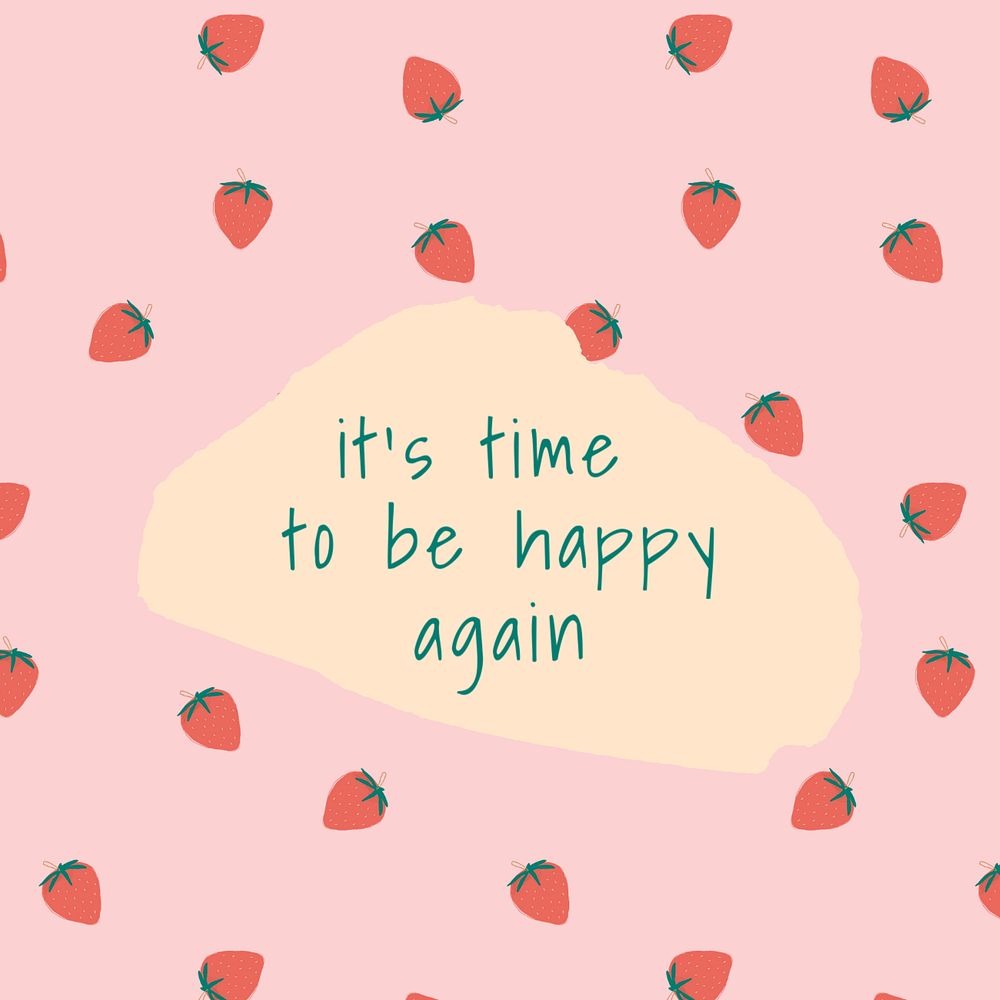 Strawberry pattern Instagram post template, editable design