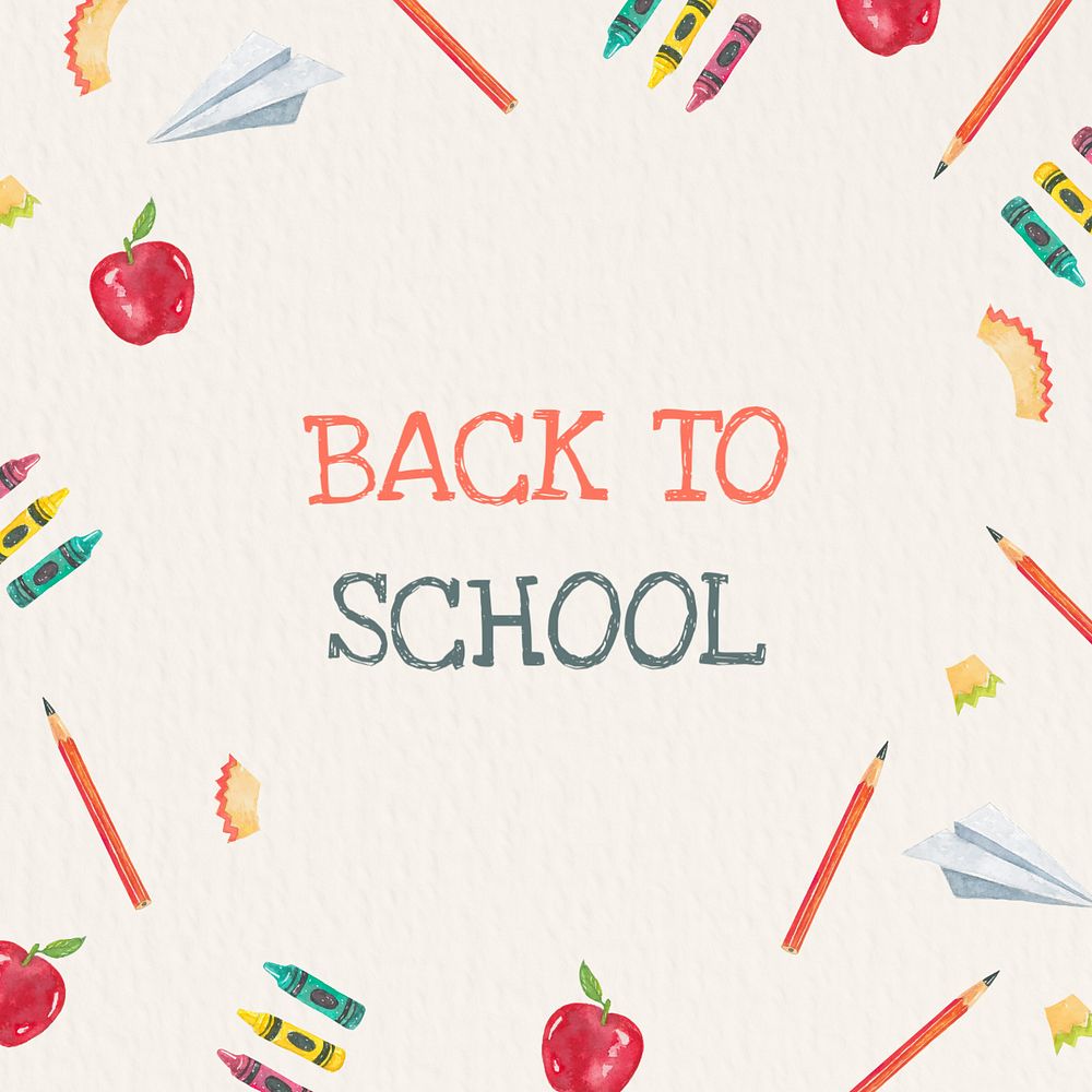 Editable watercolor Instagram post template, back to school design