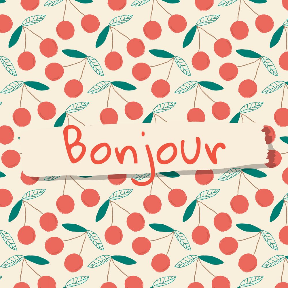 Bonjour cherry Instagram post template, editable design