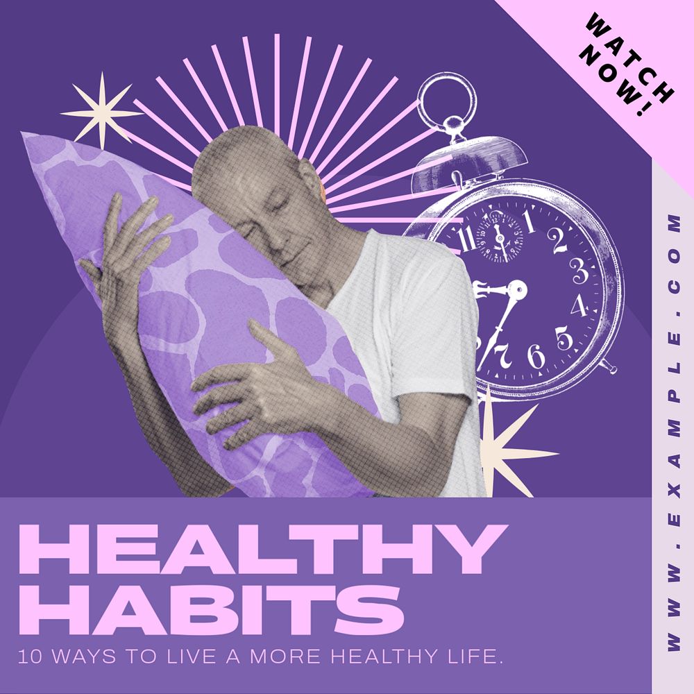 Sleep habits Instagram post template, editable collage remix design