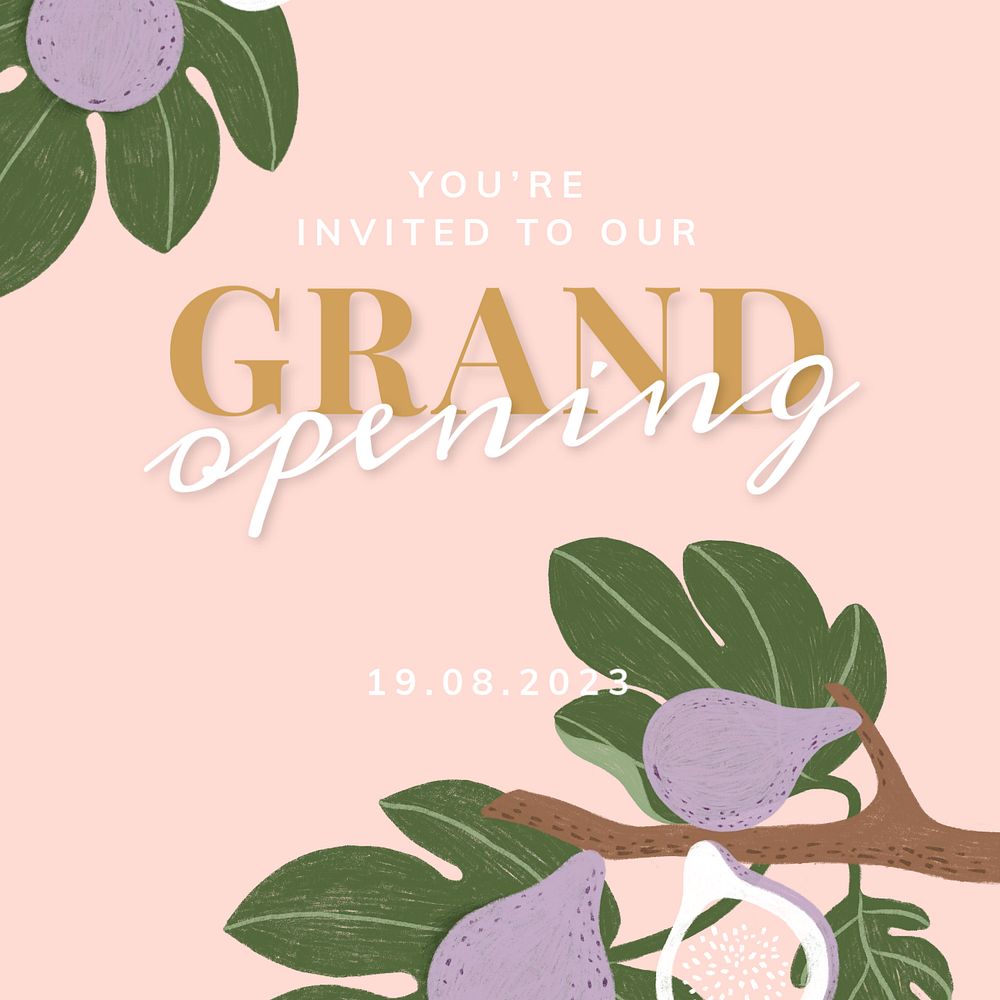 Grand opening Instagram post template, editable design