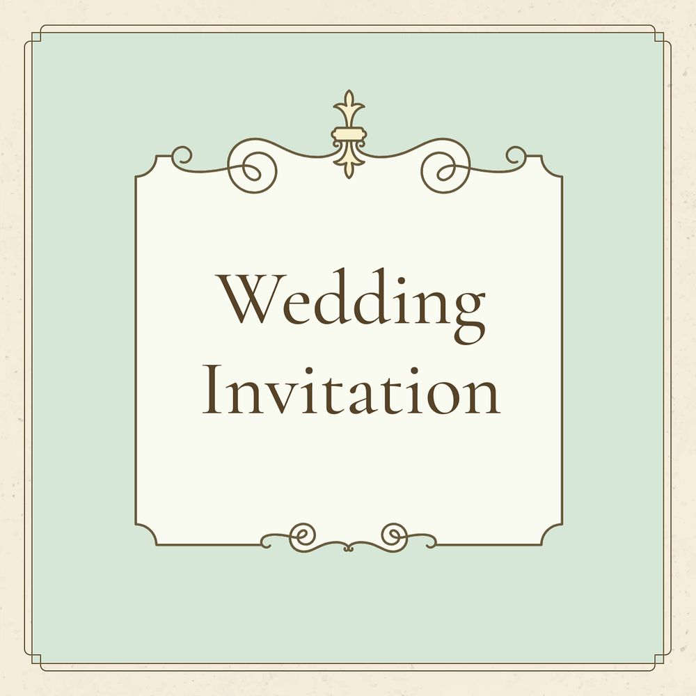 Editable wedding invite instagram template on pastel green background