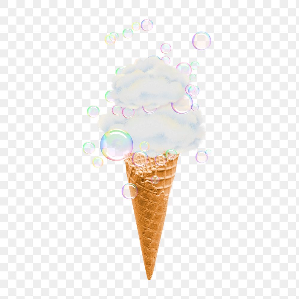 Cloud ice-cream remix sticker,  holographic bubble