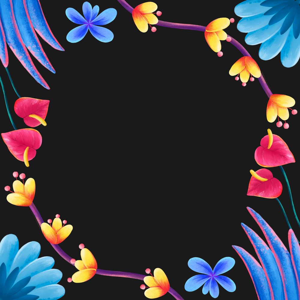 Tropical frame, editable hand-drawn nature remix