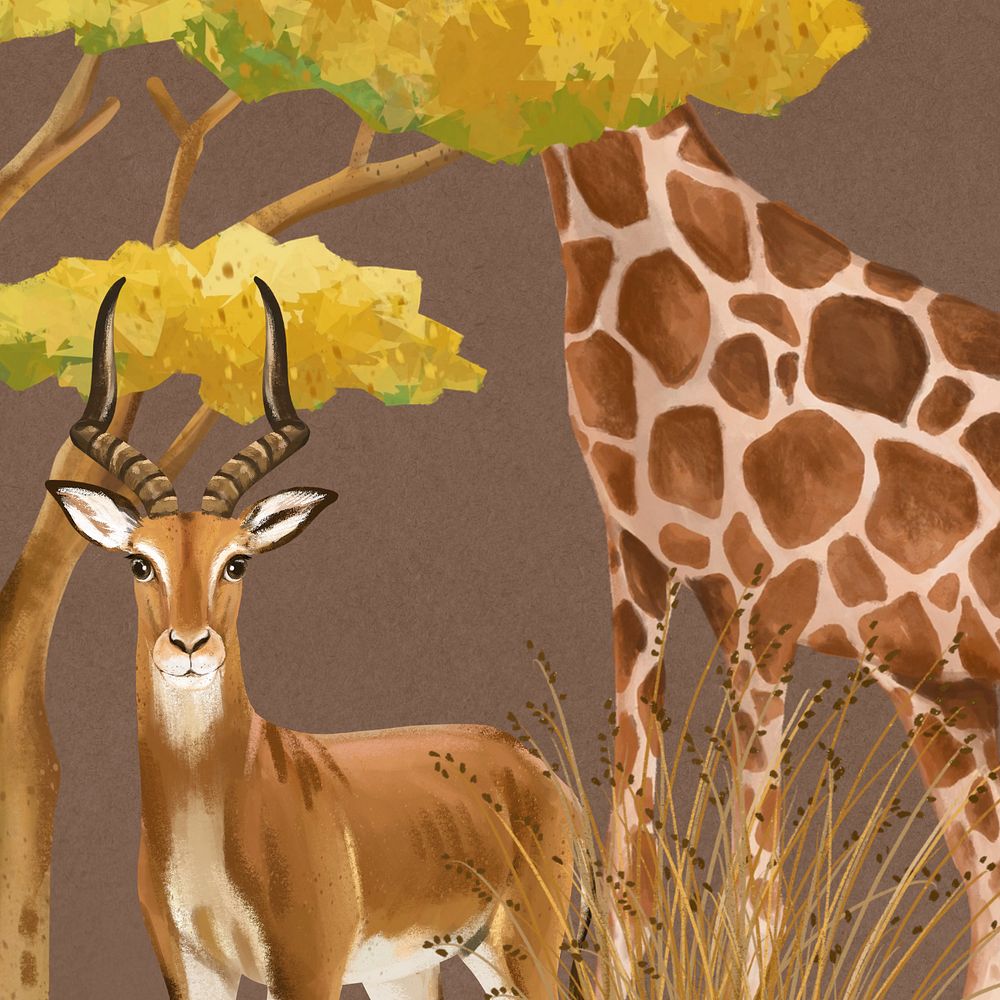 Hand-drawn wildlife, editable background