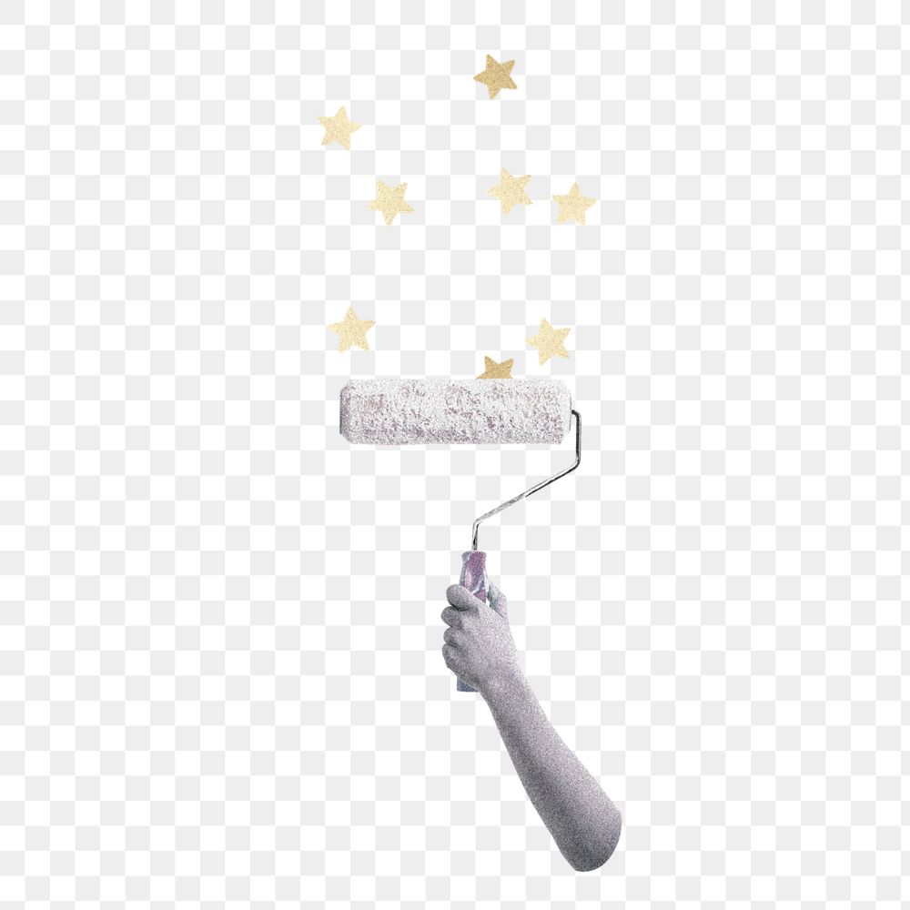 Paint roller collage element, stars design