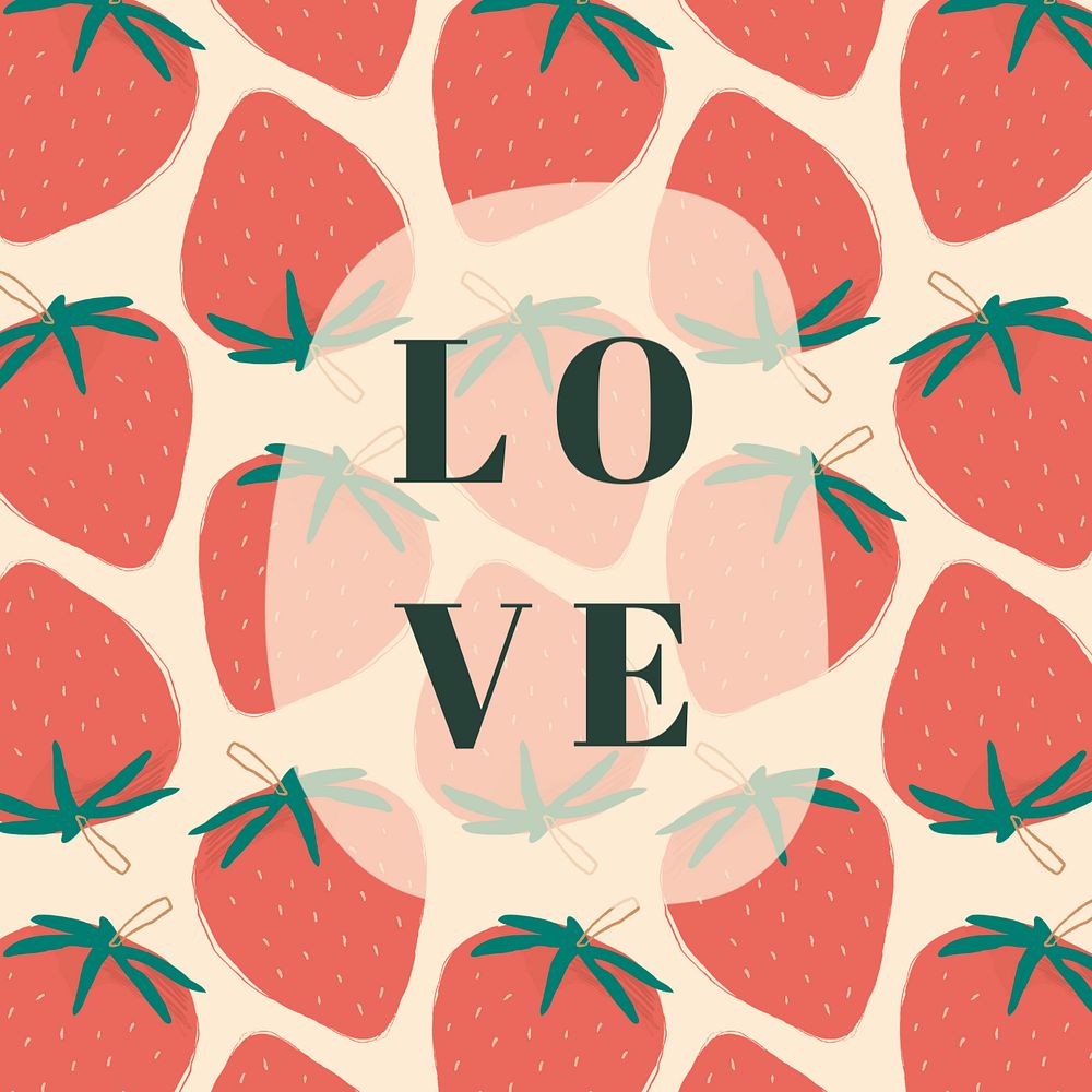 Love strawberry Instagram post template, editable design