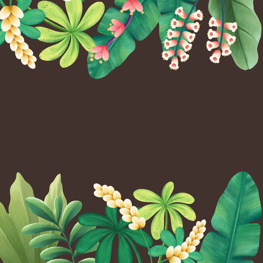 Customizable tropical border, hand-drawn nature remix