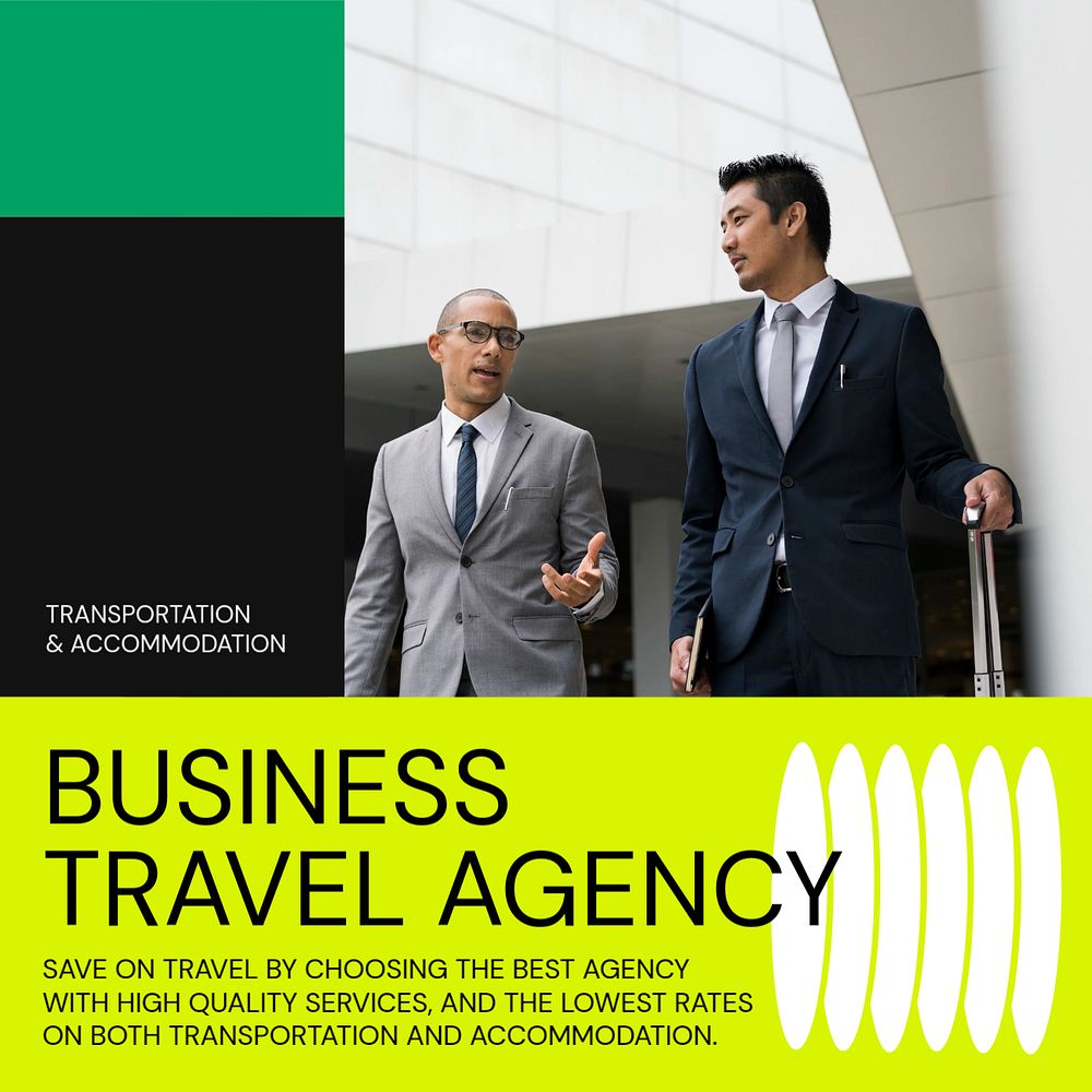 Business travel Instagram ad template, editable colorful design