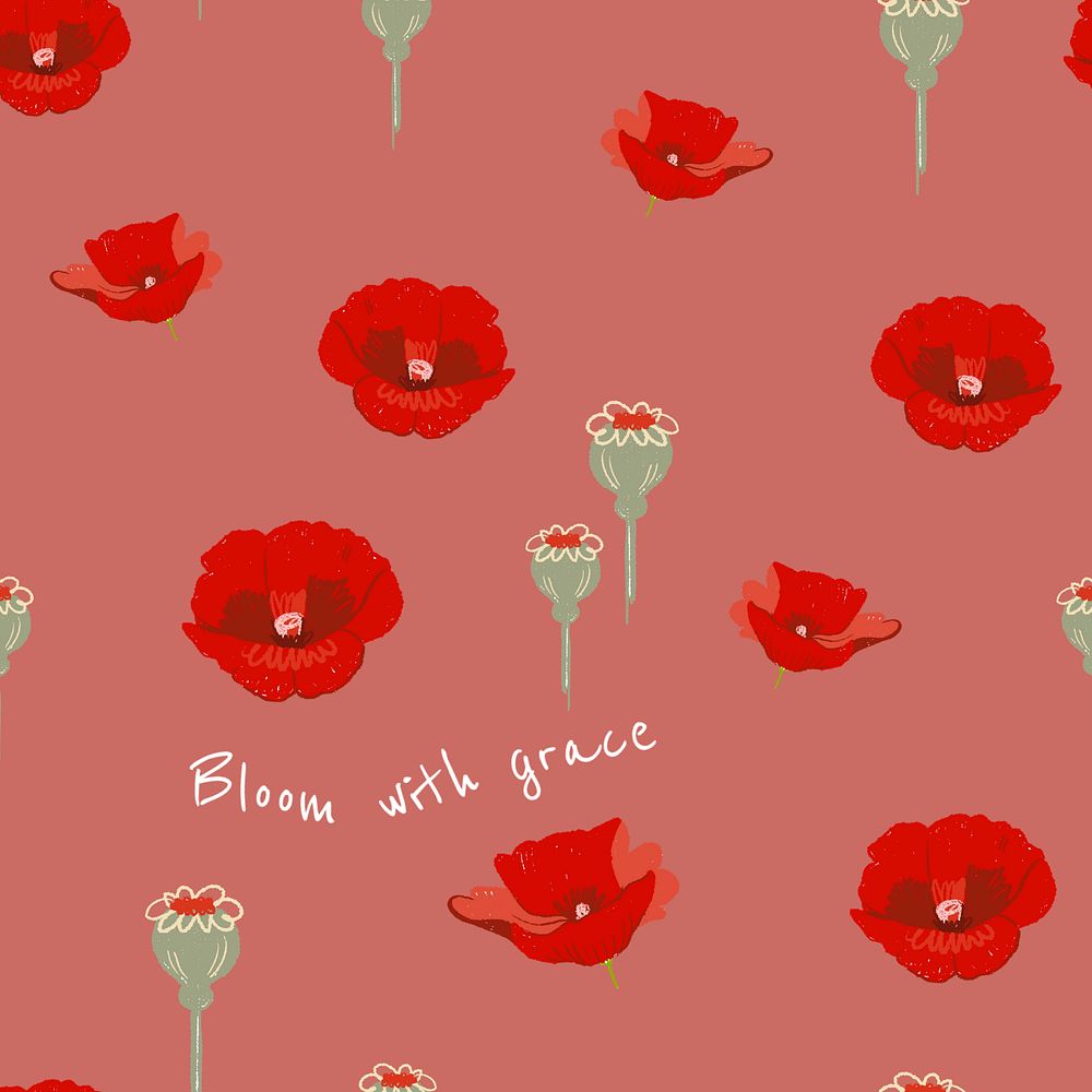 Poppy pattern Instagram post templates, editable design