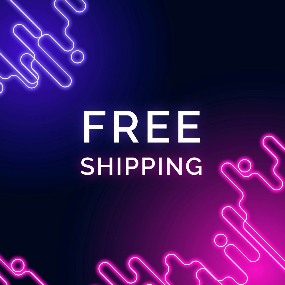 Free shipping Facebook ad template, editable neon design