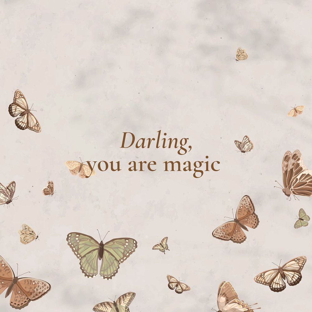 Cute quote Instagram post template, beautiful editable text & butterfly pattern