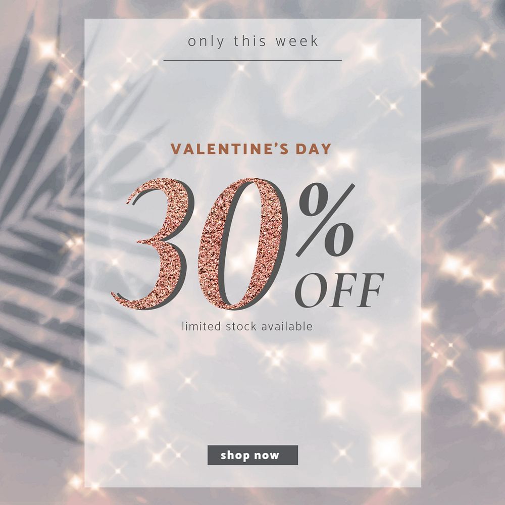 Valentine's day sale Facebook ad template, editable text