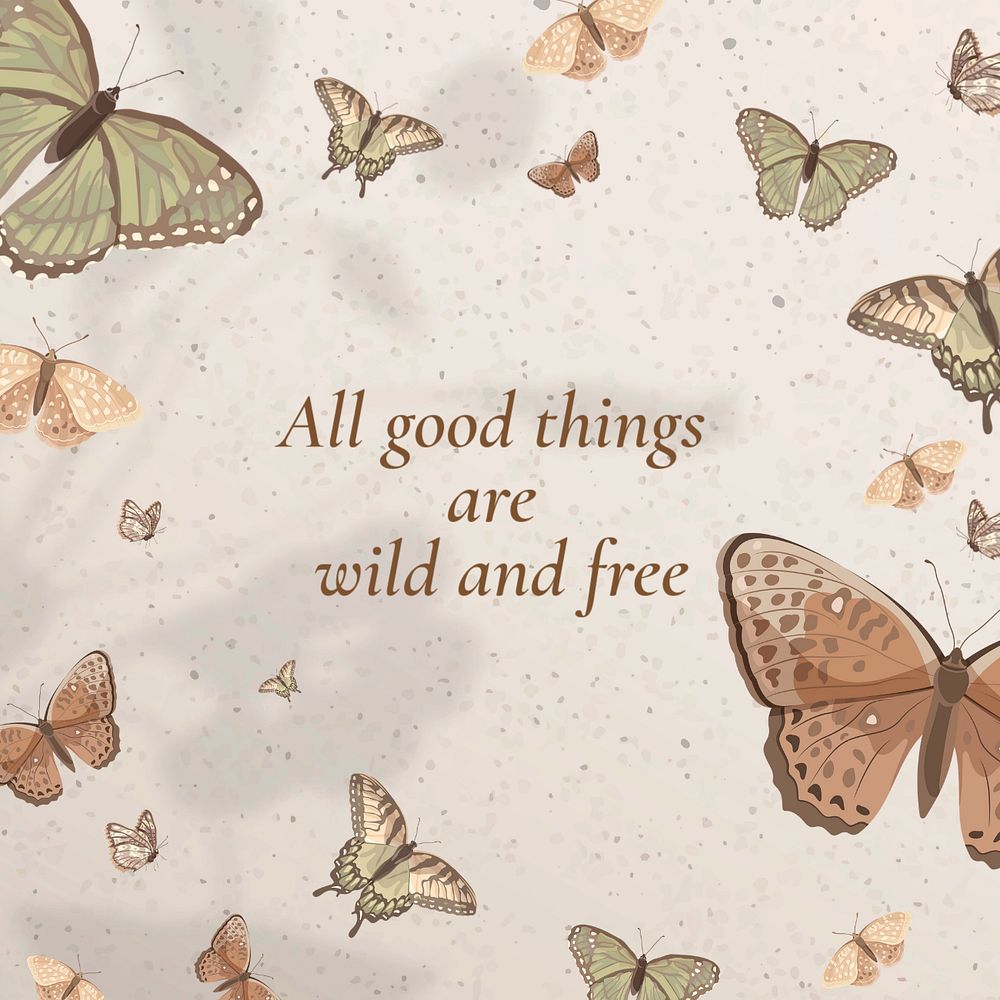 Butterfly quote Instagram post template, editable text