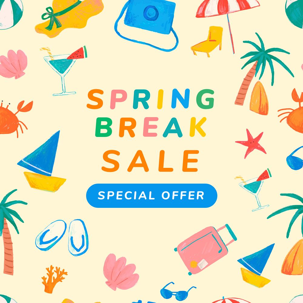 Spring break Instagram ad template, editable text