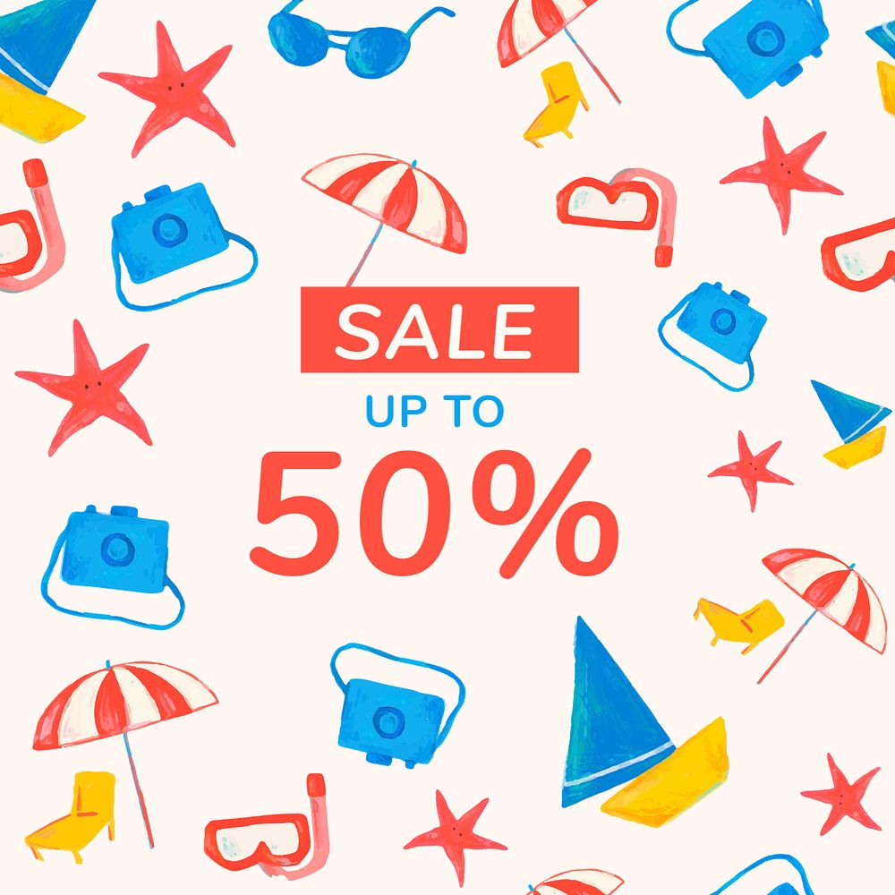 Summer sale Facebook post template, editable text