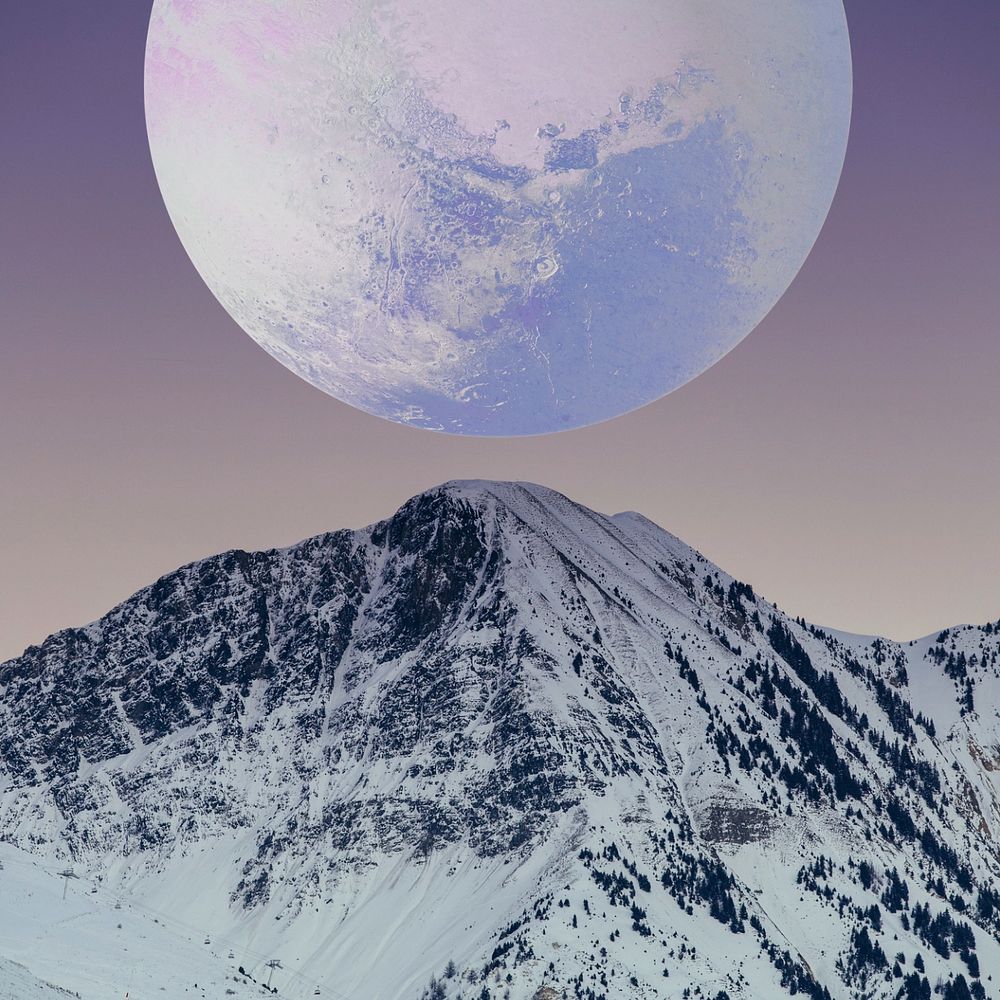 Aesthetic moon mountain background, editable design