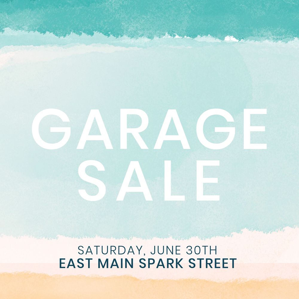 Garage sale Facebook ad template, watercolor design