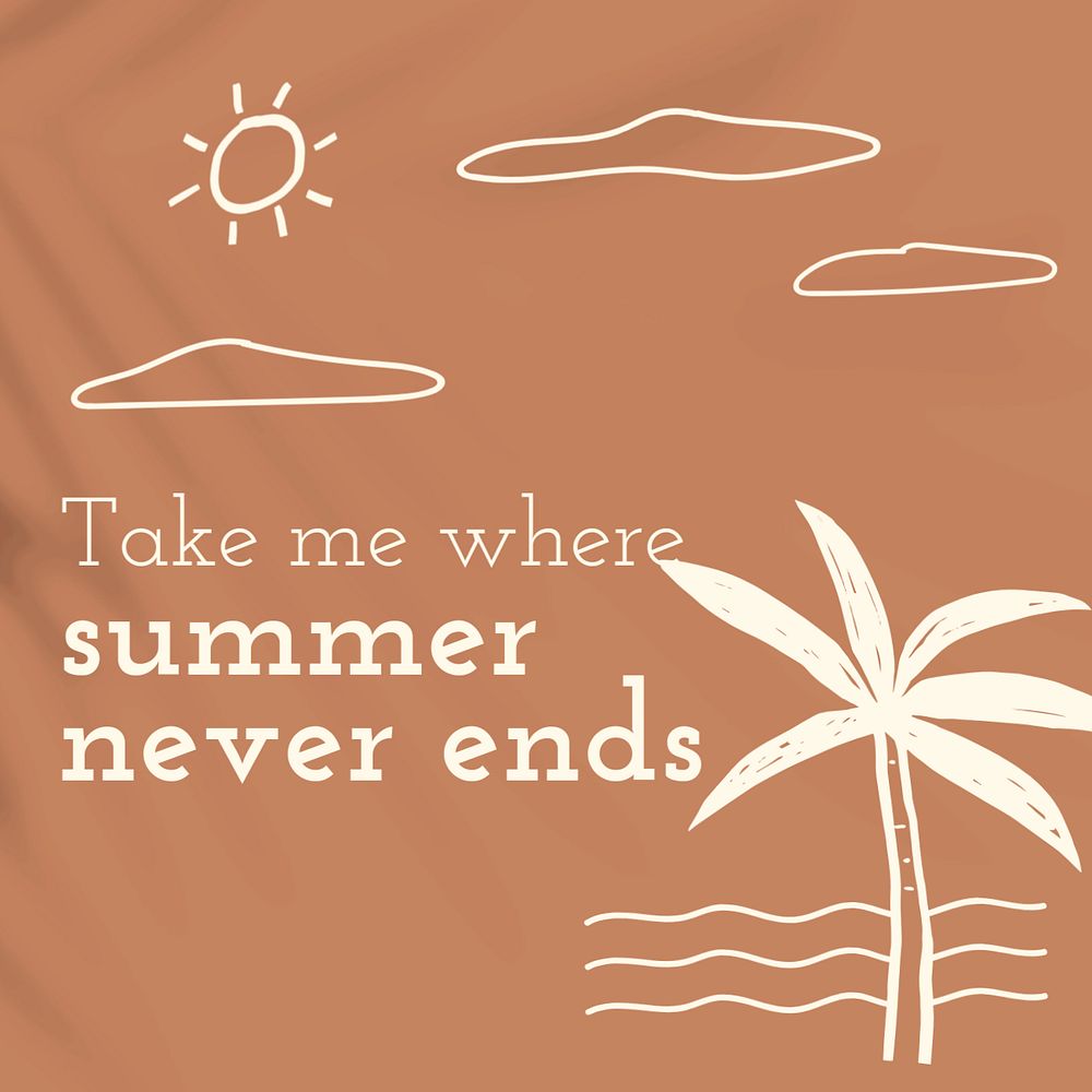 Summer doodle Instagram post template, editable design