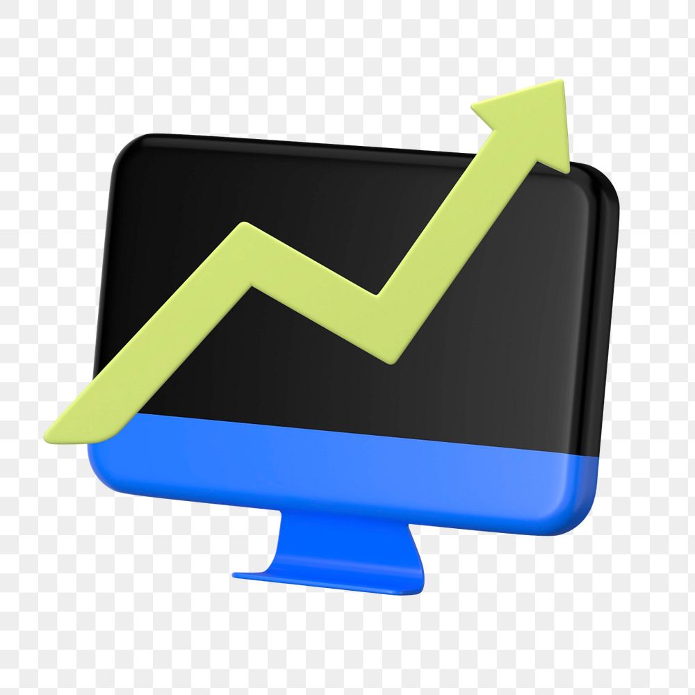 Business growth icon 3D illustration, editable element group