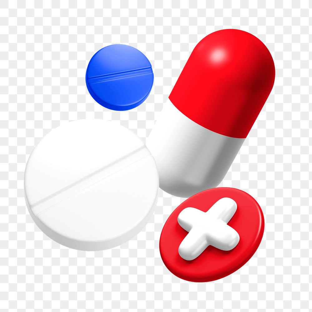 Medical pills 3D illustration, editable element group