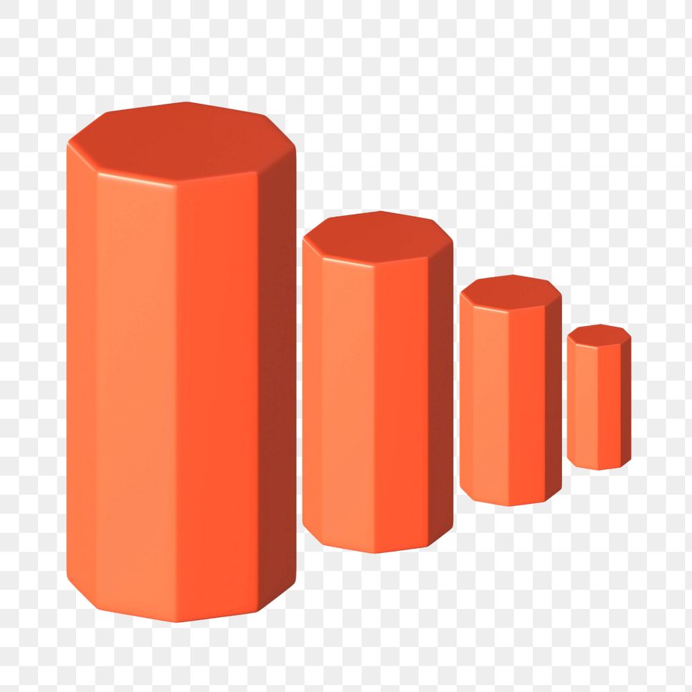 Cylinder bar graph 3D illustration, editable element group