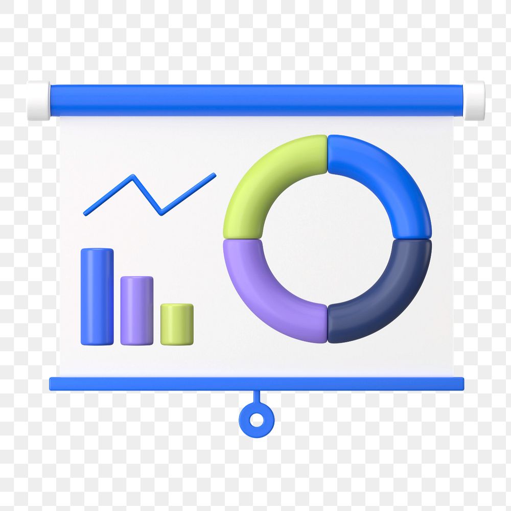 Statistics presentation 3D illustration, editable element group