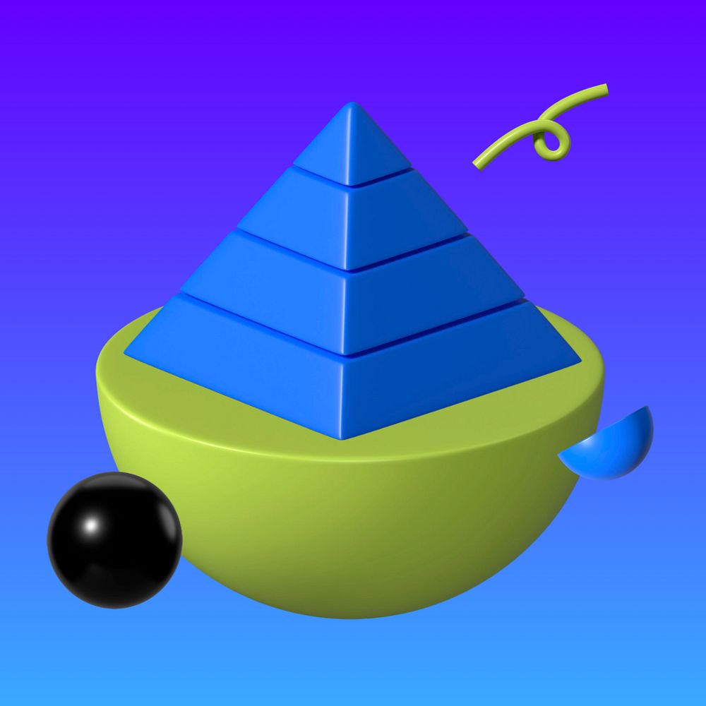 Pyramid marketing scheme 3D illustration, editable element group