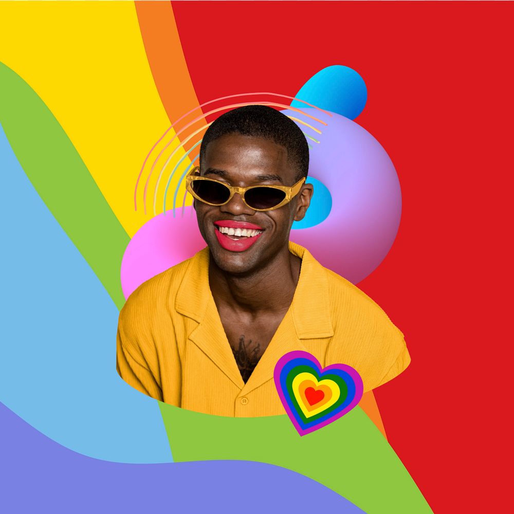 Colorful pride month background, African American man design