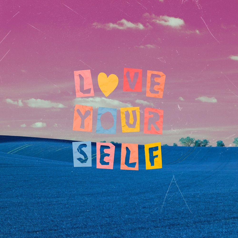 Love yourself word, aesthetic background