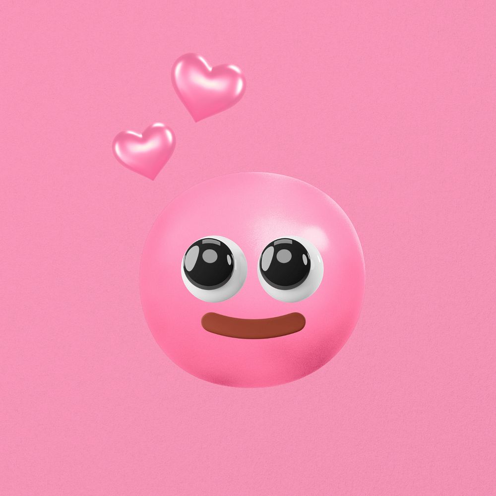 Aesthetic pink 3D emoticon background