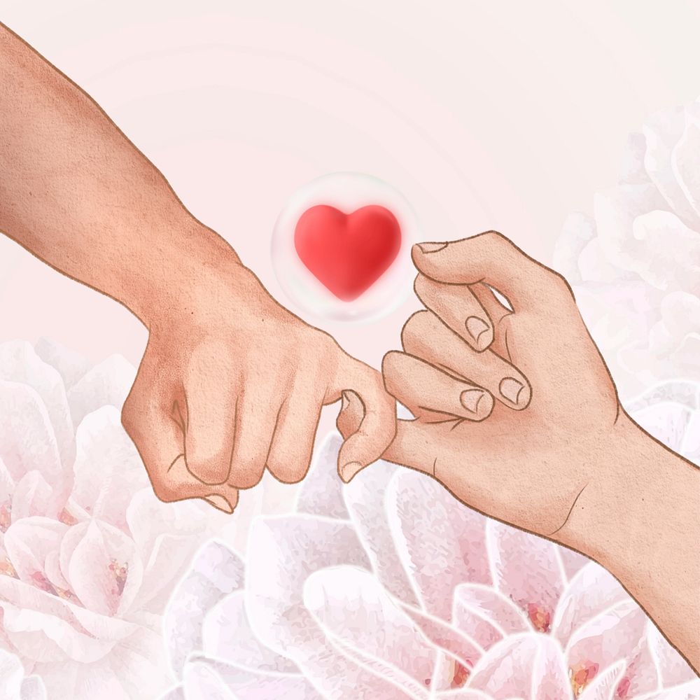 Aesthetic promise hands background, pink design