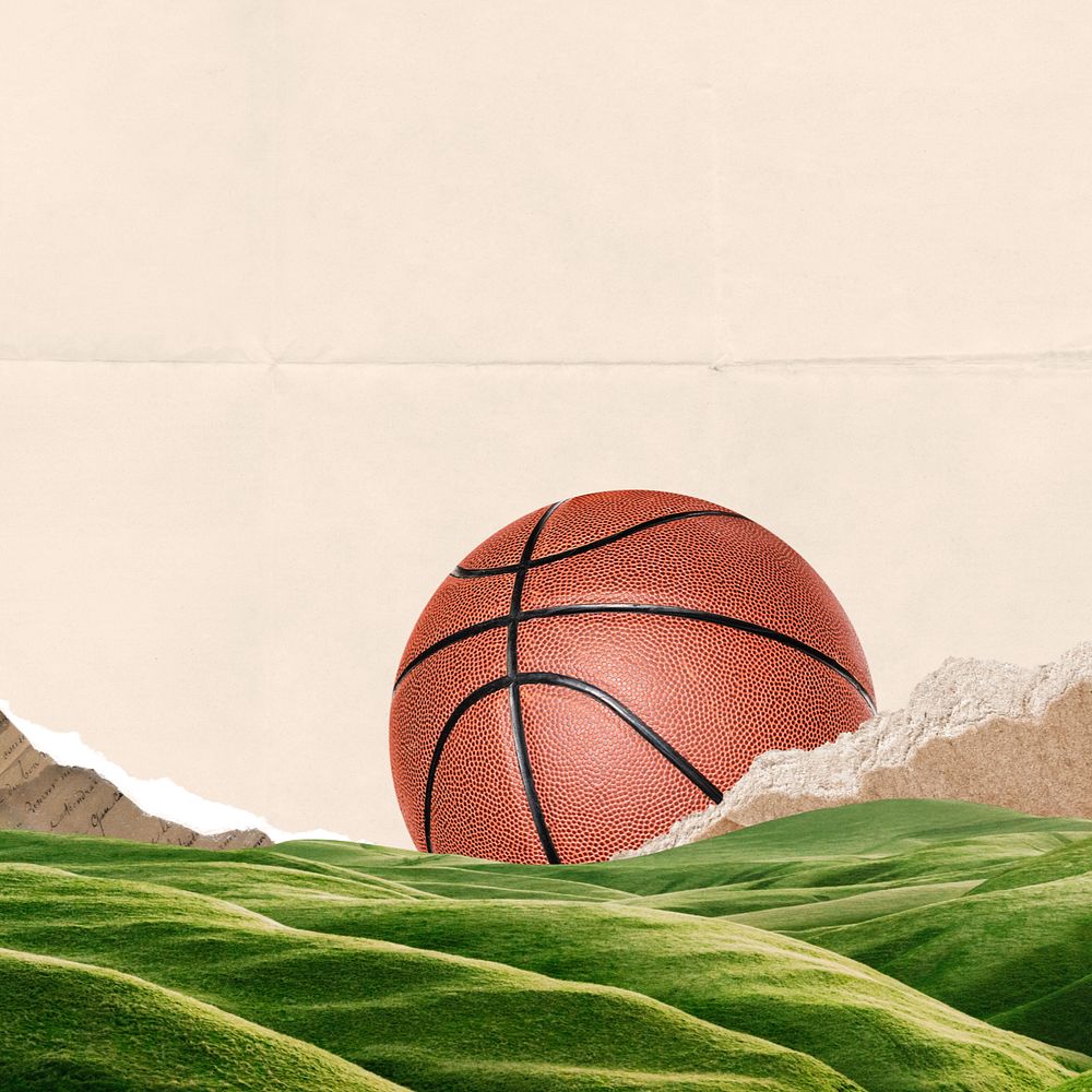 Aesthetic basketball background, ripped paper design