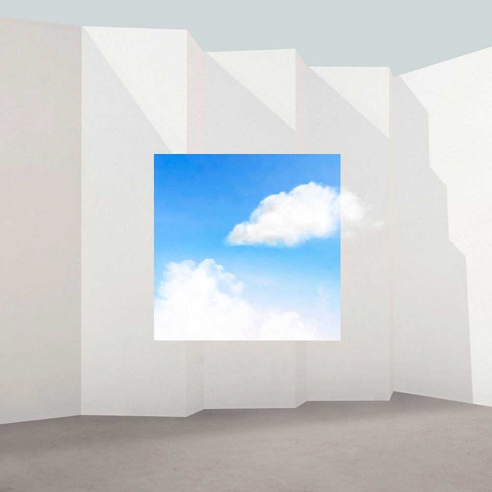 Aesthetic interior background, blue sky