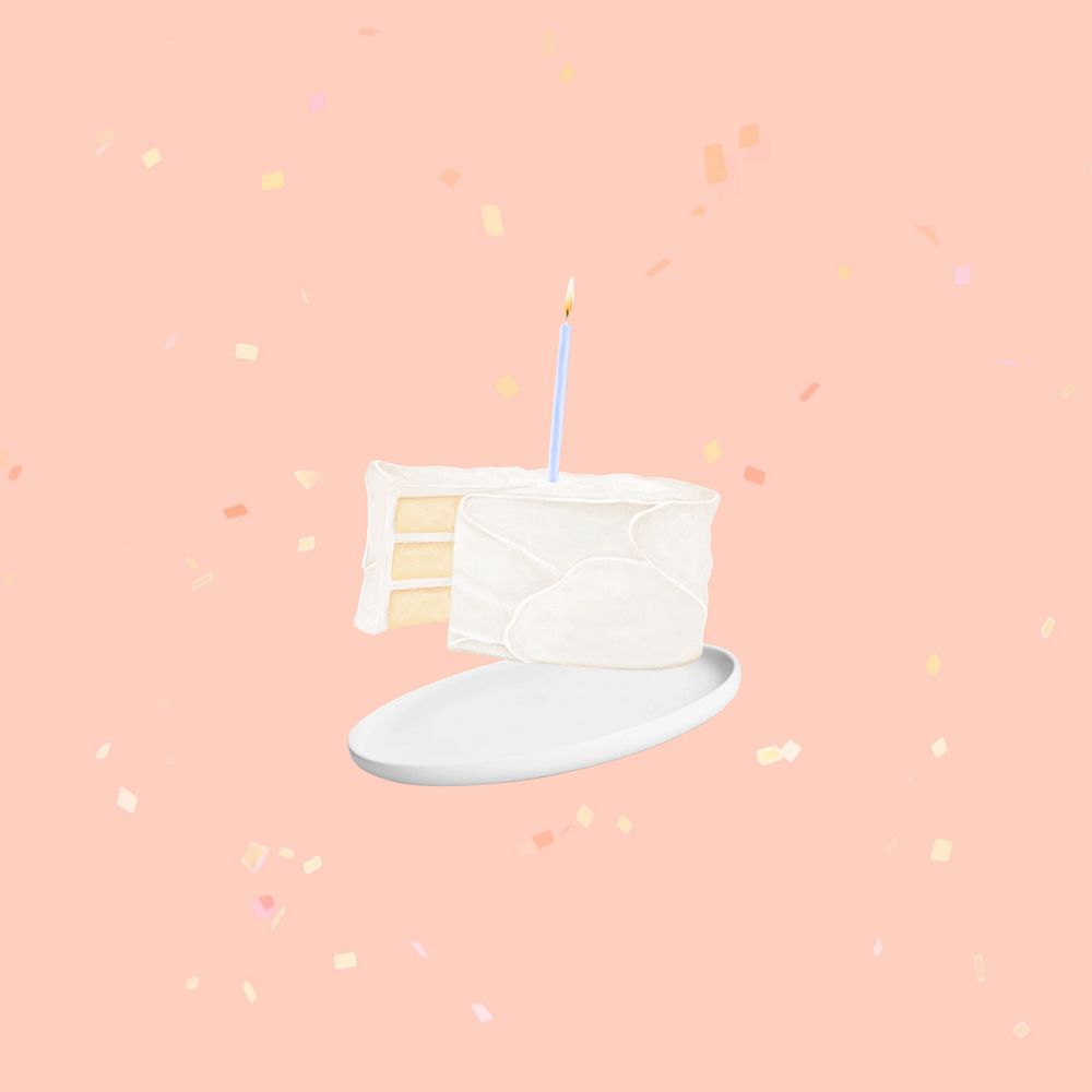 Birthday cake peachy background, vanilla cake design