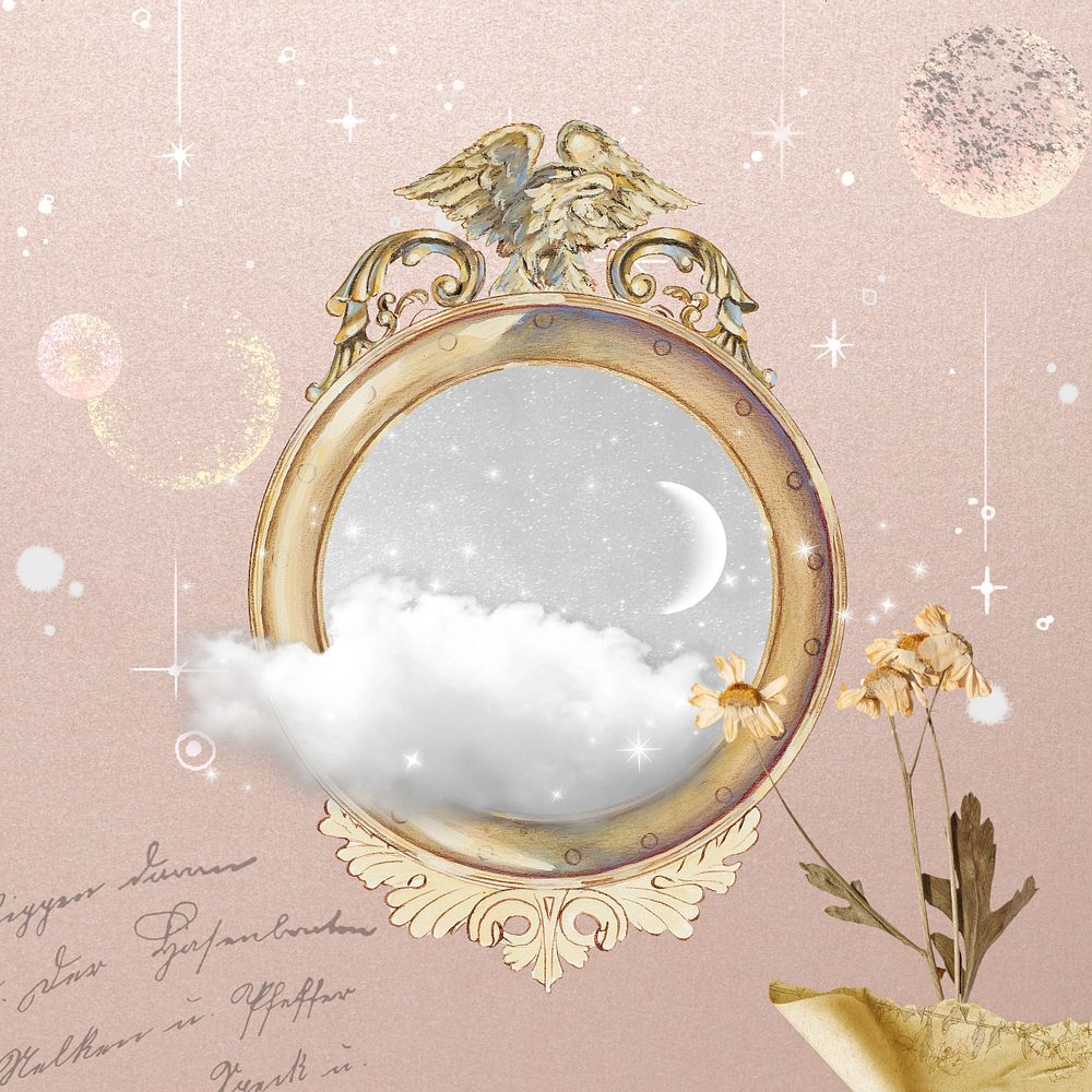 Aesthetic mirror sky beige background