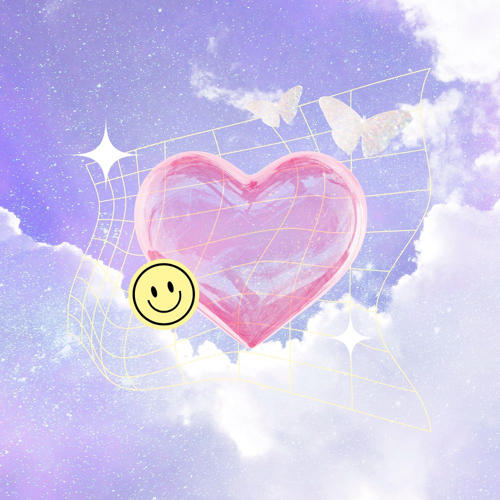 Aesthetic dreamy sky background, heart design