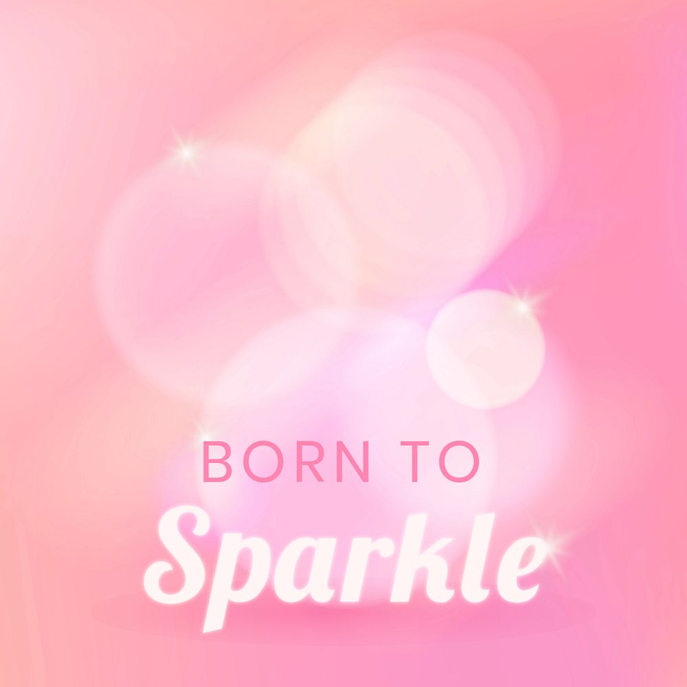 Pink sparkle  Instagram post template, editable text on bokeh design