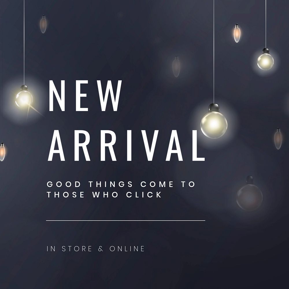 Hanging lights Instagram ad template, editable shop new arrival design