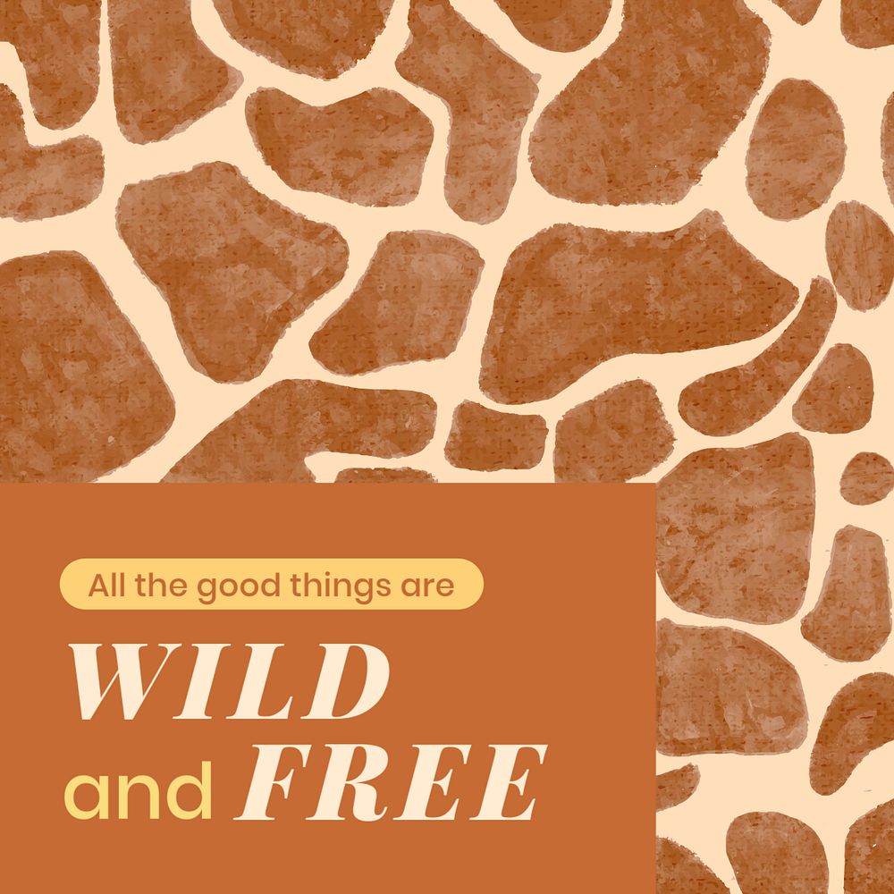 Animal pattern Facebook post template, editable motivational quote