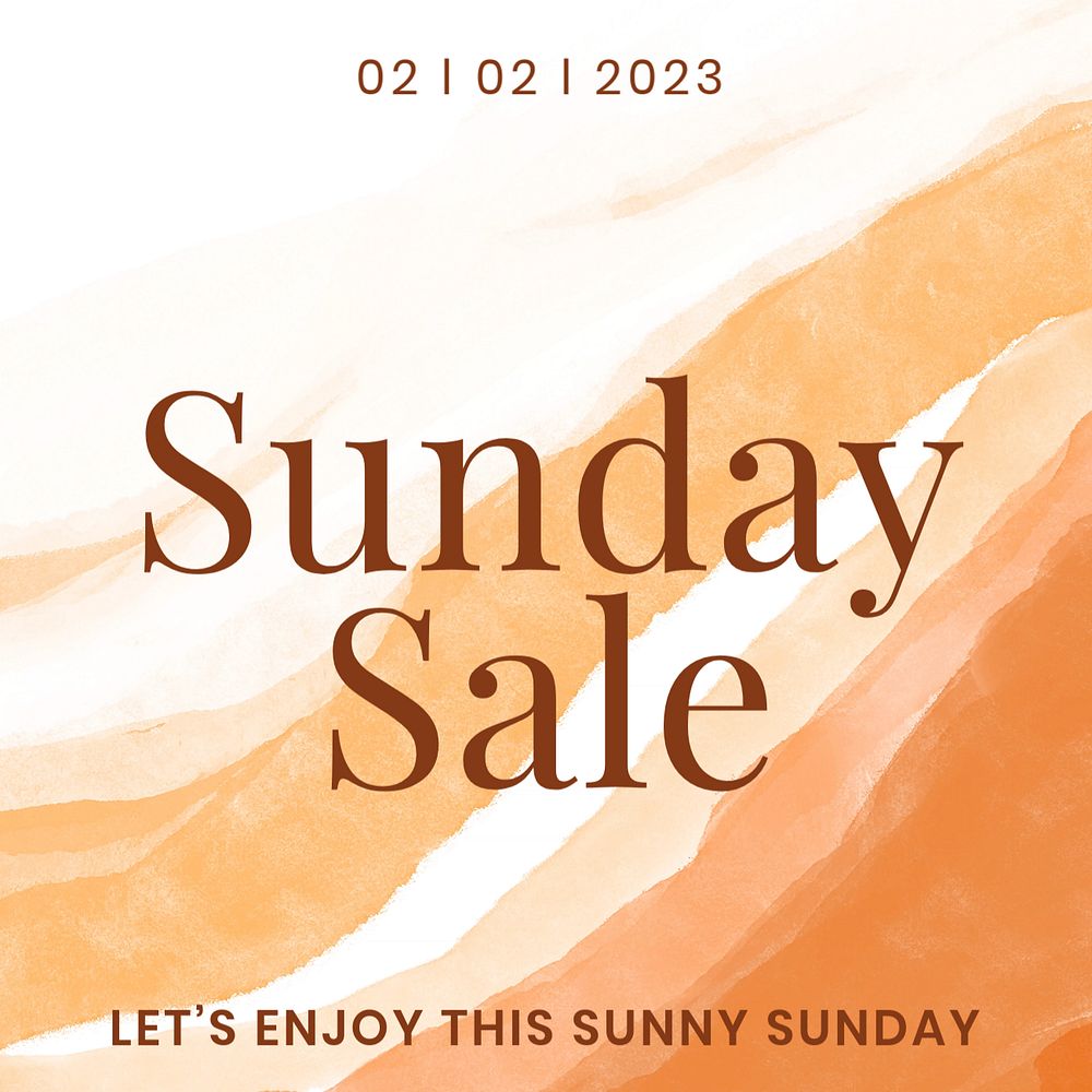 Sunday sale Facebook post template, watercolor design