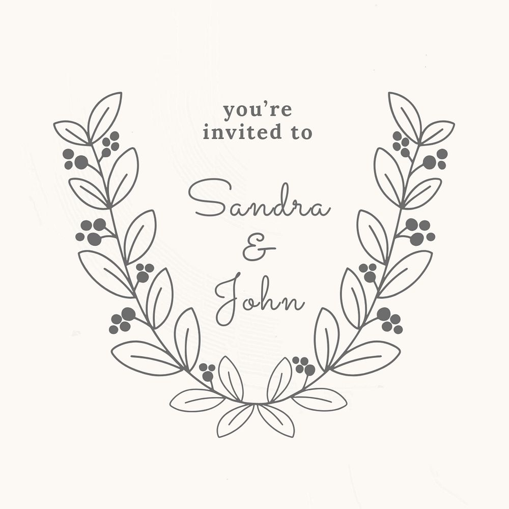 Editable laurel badge template, wedding design