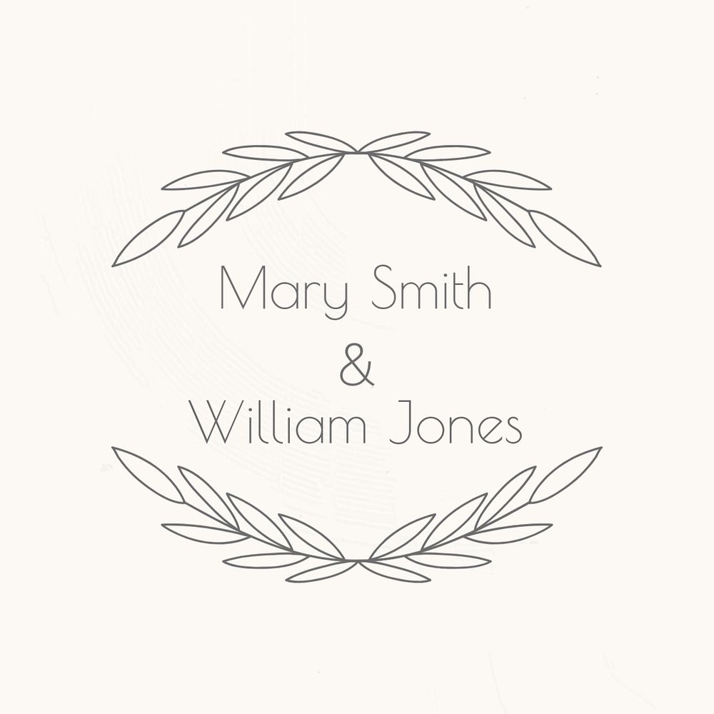 Wedding laurel badge editable template, floral design