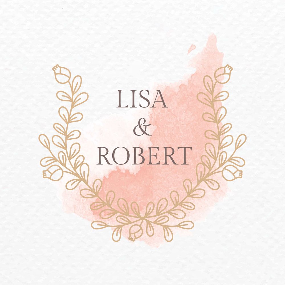 Minimal laurel badge editable template, floral design