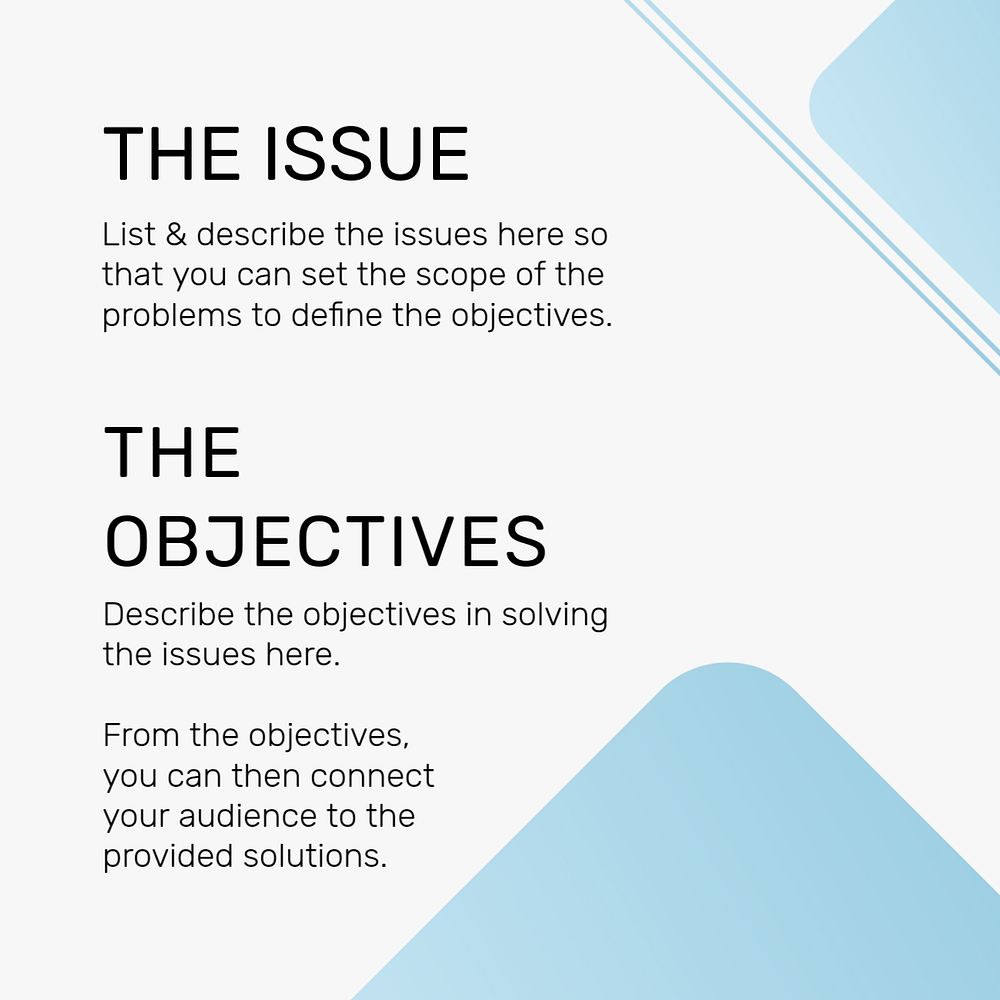 Business objectives Instagram post template, editable design