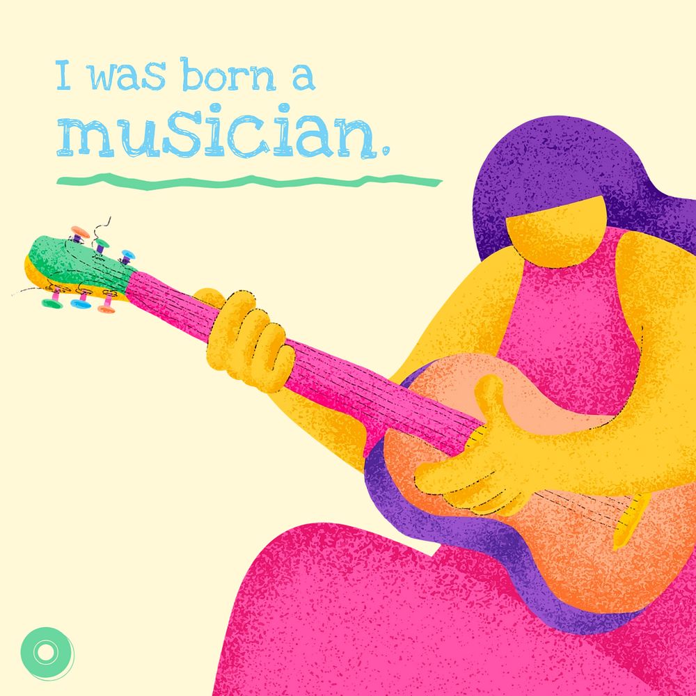 Editable music Instagram post template, musician illustration