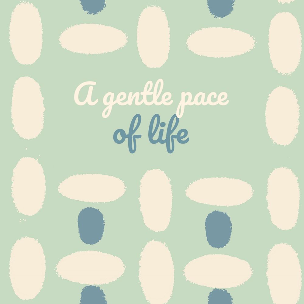 Block print Facebook post template, editable vintage design, a gentle pace of life quote