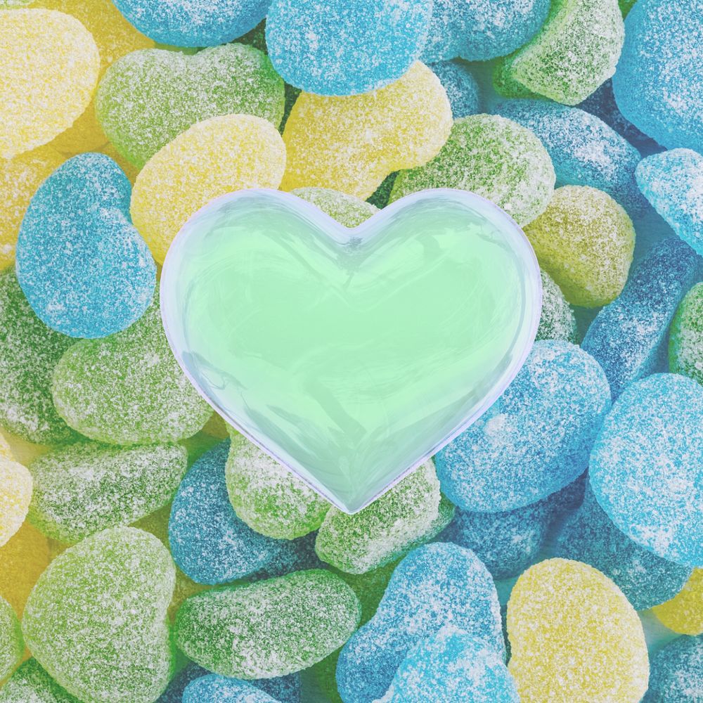 Heart candies background, blue & green design